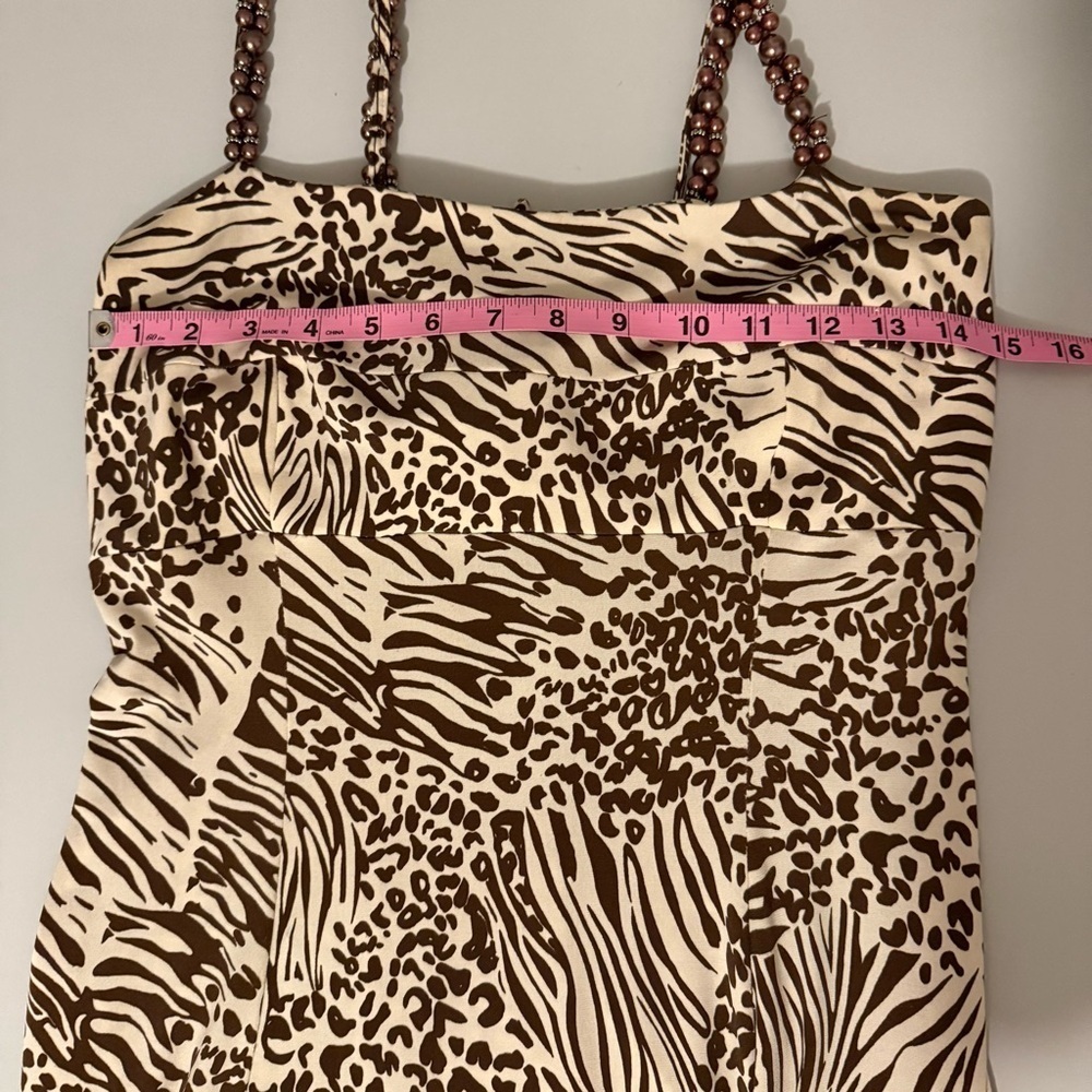 Maggy Boutique Y2K Animal Print Beaded Spaghetti Strap Midi Dress - Picture 8 of 9
